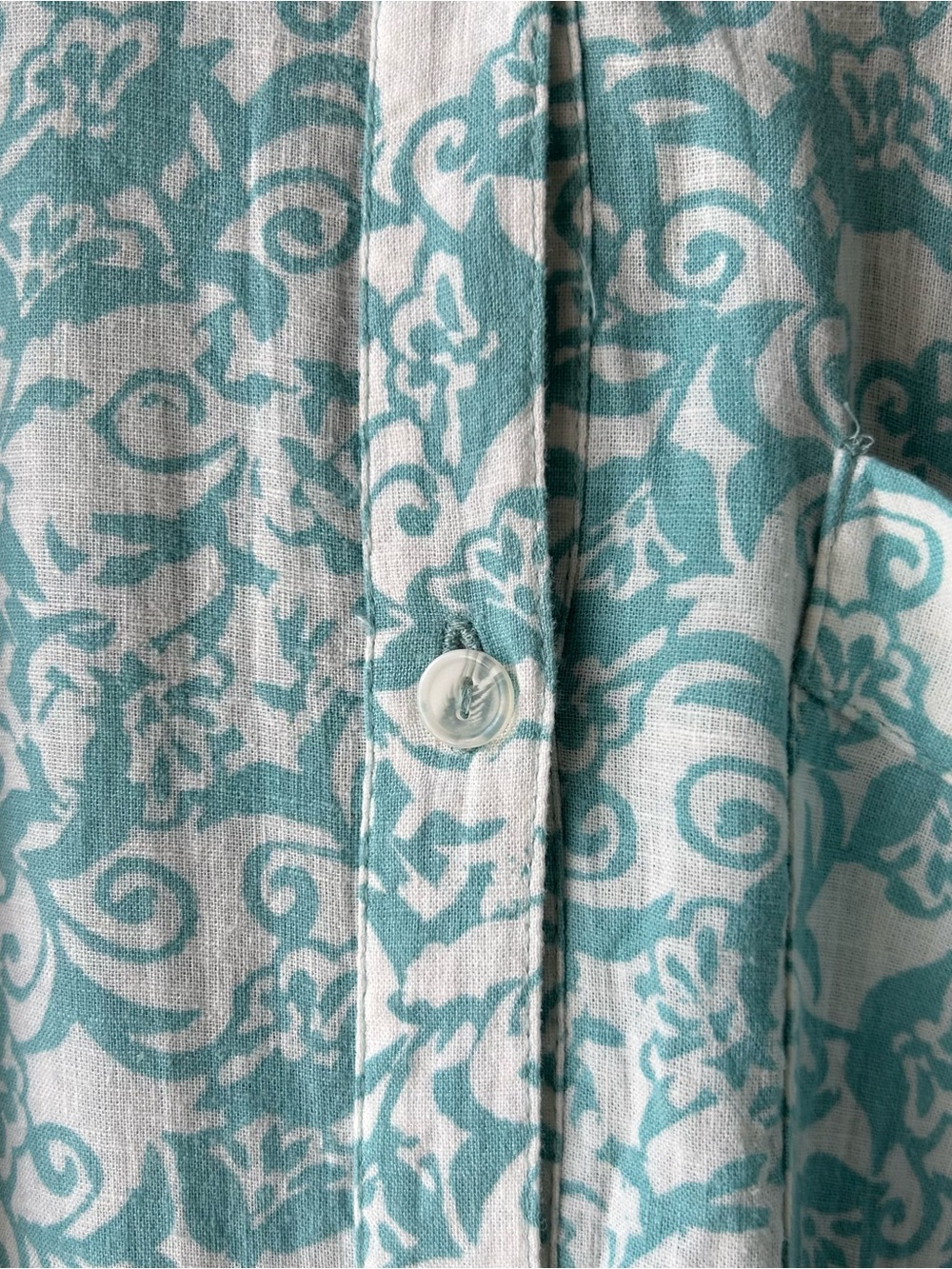 Maeve Anthropologie Irene Linen Shirt Maxi Dress Mint Green Floral XL - Picture 11 of 16